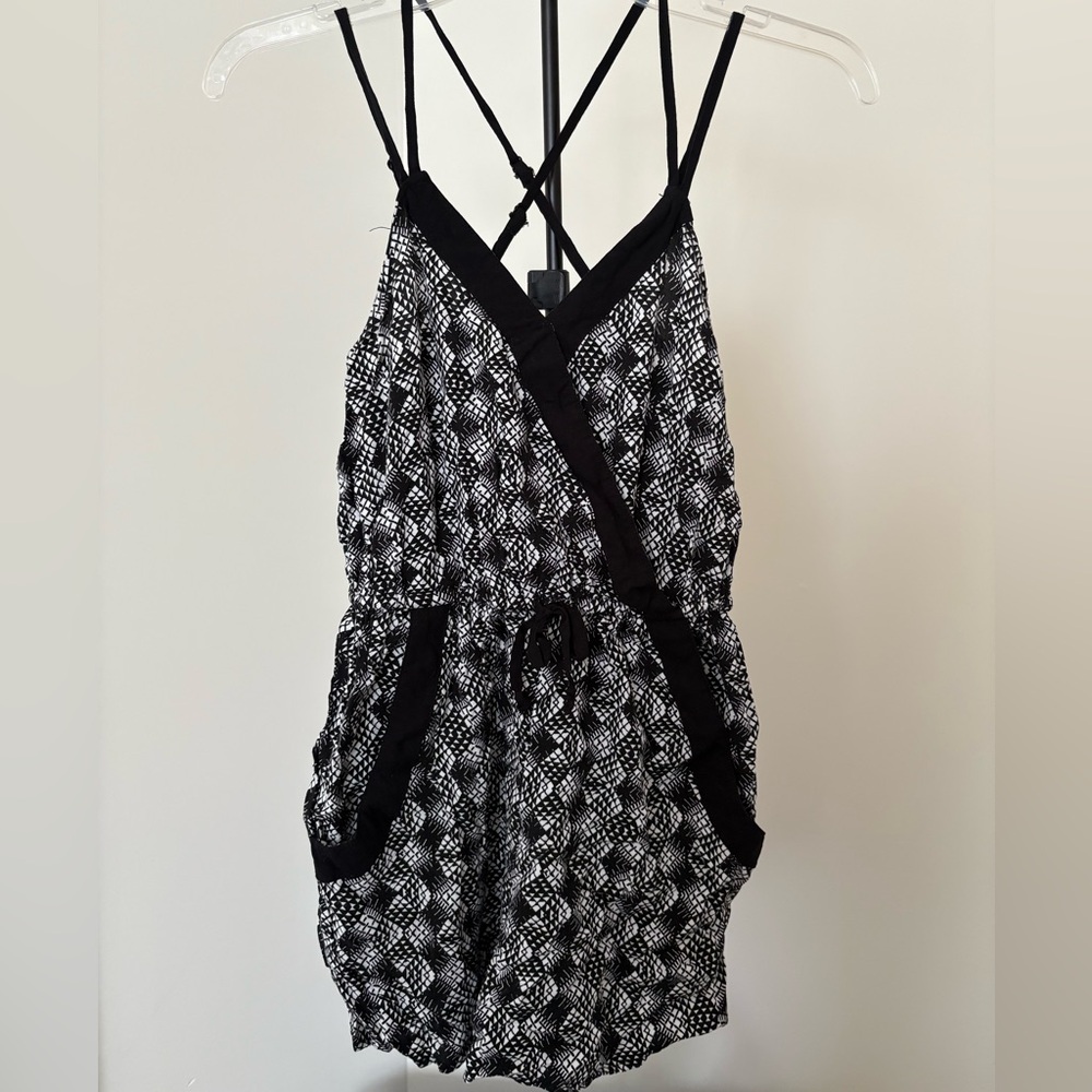Xhilaration Black and White Patterned Romper